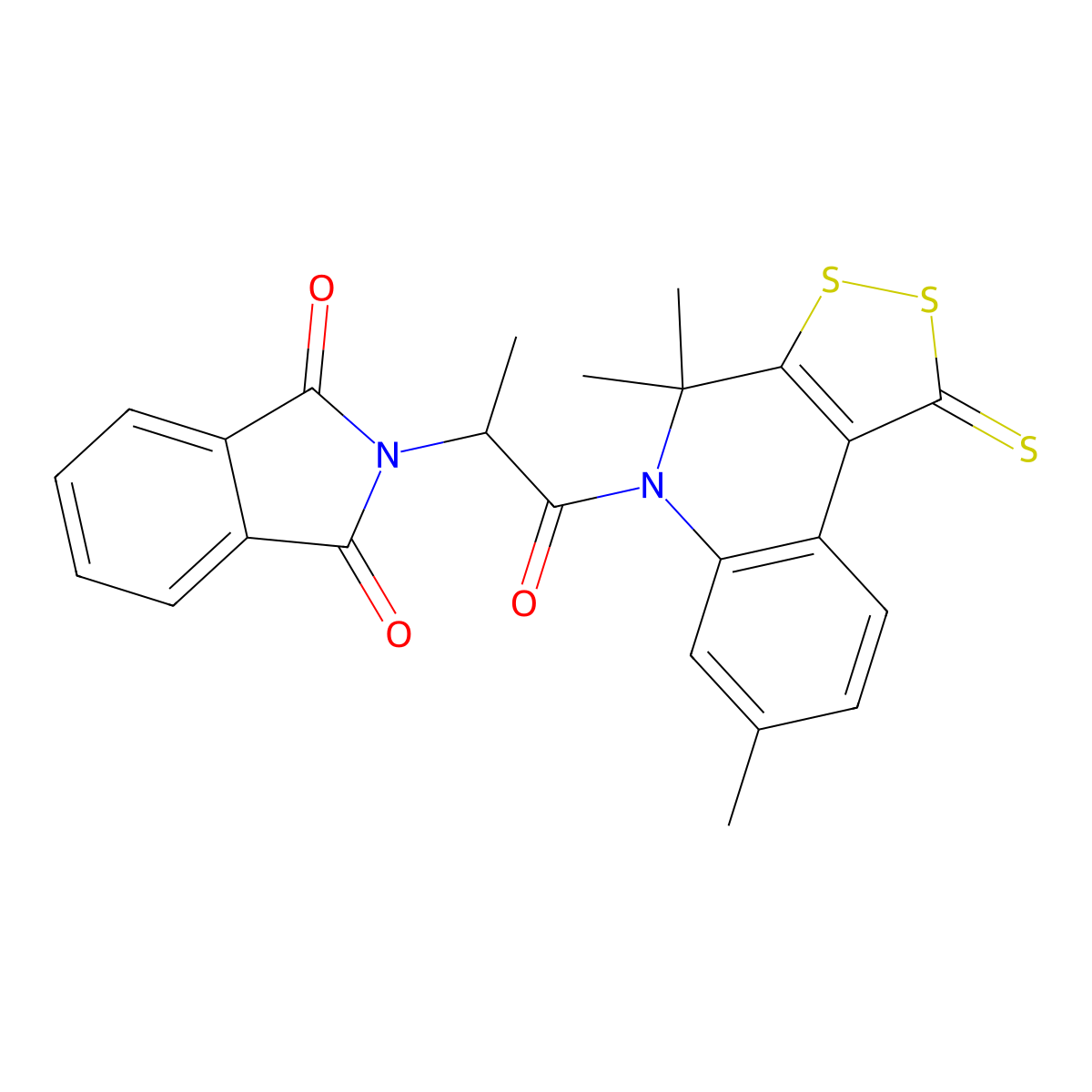 2-[1-Oxo-1-(4,4,7-trimethyl-1-sulfanylidenedithiolo[3,4-c]quinolin-5-yl)propan-2-yl]isoindole-1,3-dione molecular structure, CAS 375358-47-7