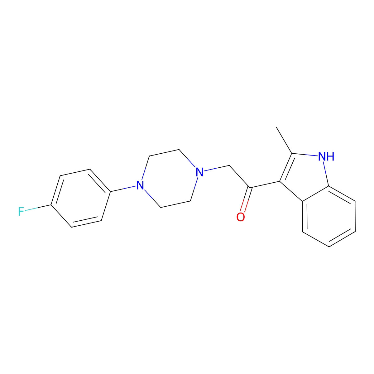 2-[4-(4-fluorophenyl)piperazin-1-yl]-1-(2-methyl-1H-indol-3-yl)ethanone molecular structure, CAS 375358-62-6