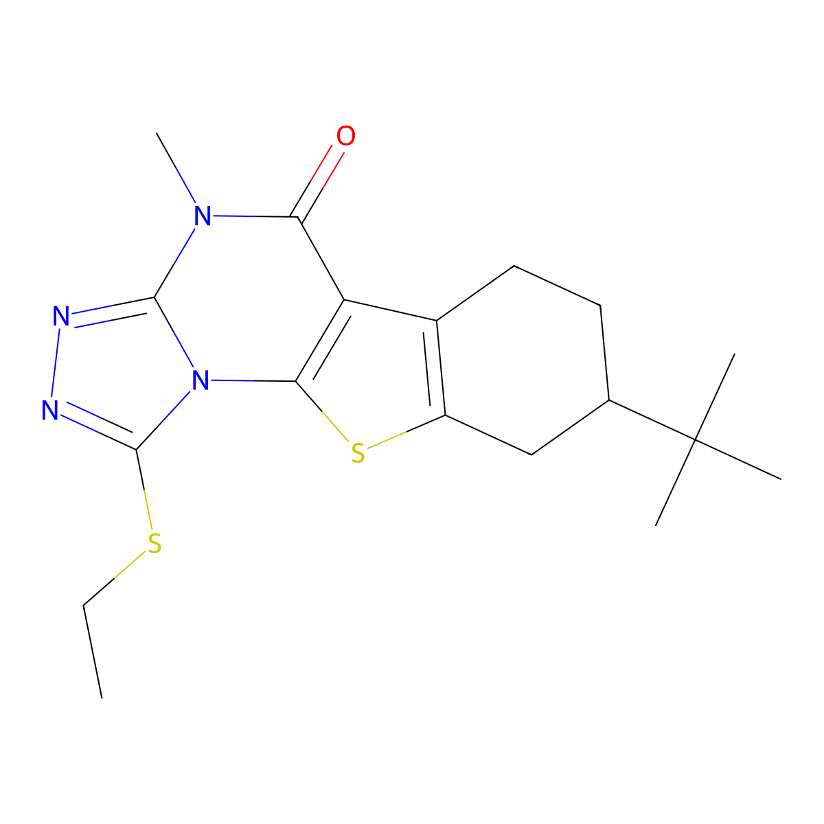 8-tert-butyl-1-(ethylsulfanyl)-4-methyl-6,7,8,9-tetrahydro[1]benzothieno[3,2-e][1,2,4]triazolo[4,3-a]pyrimidin-5(4H)-one molecular structure, CAS 375358-99-9