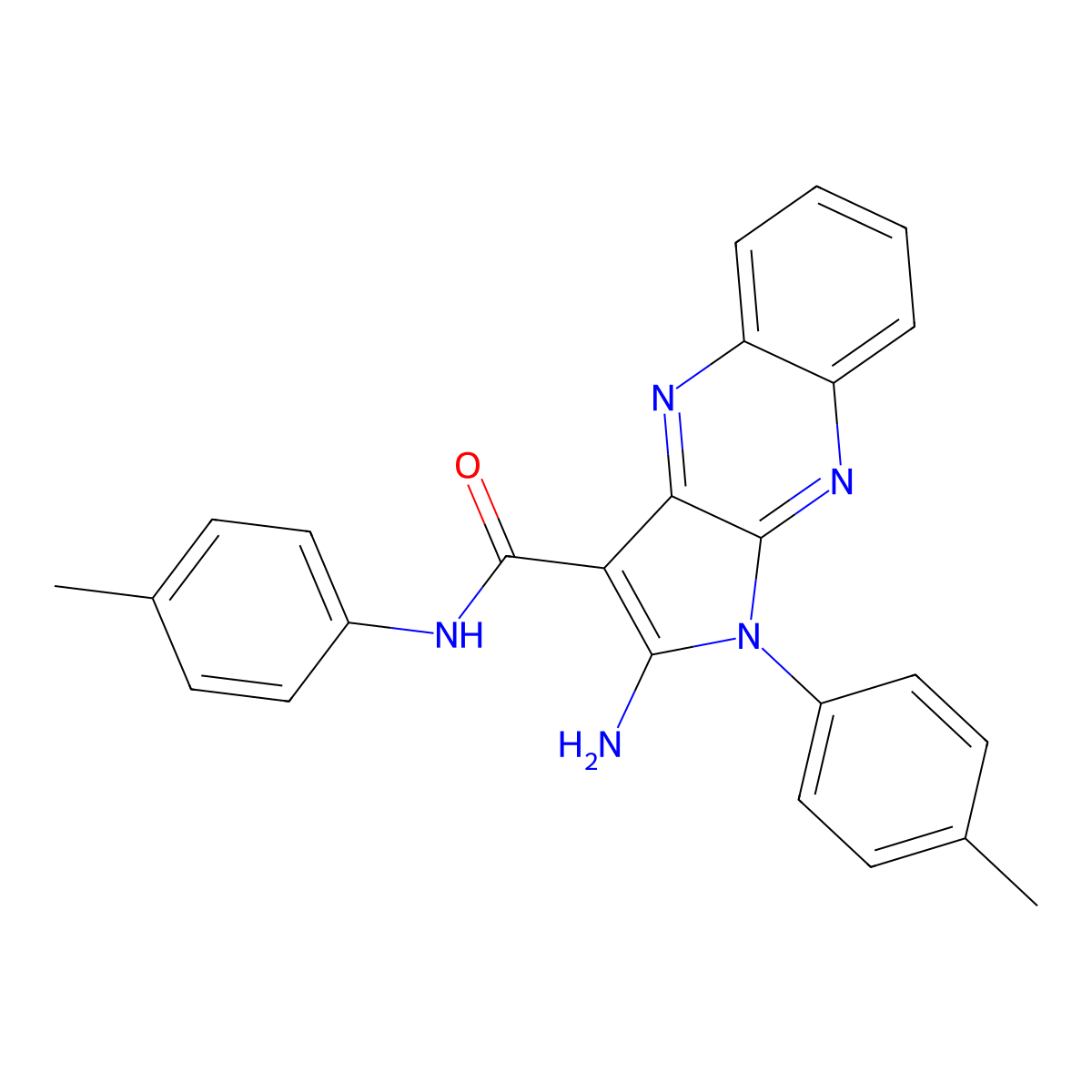 2-amino-N,1-bis(4-methylphenyl)-1H-pyrrolo[2,3-b]quinoxaline-3-carboxamide molecular structure, CAS 375359-09-4