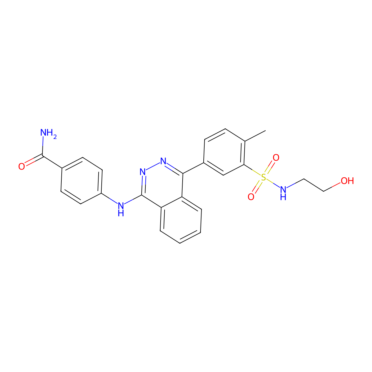 4-[(4-{3-[(2-Hydroxyethyl)sulfamoyl]-4-methylphenyl}phthalazin-1-yl)amino]benzamide molecular structure, CAS 375360-16-0