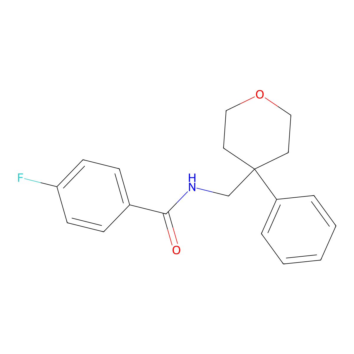 4-fluoro-N-[(4-phenyloxan-4-yl)methyl]benzamide molecular structure, CAS 375360-25-1