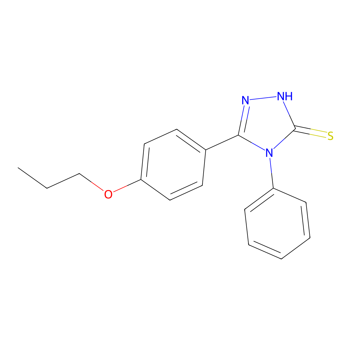4-phenyl-3-(4-propoxyphenyl)-1H-1,2,4-triazole-5-thione molecular structure, CAS 375360-56-8