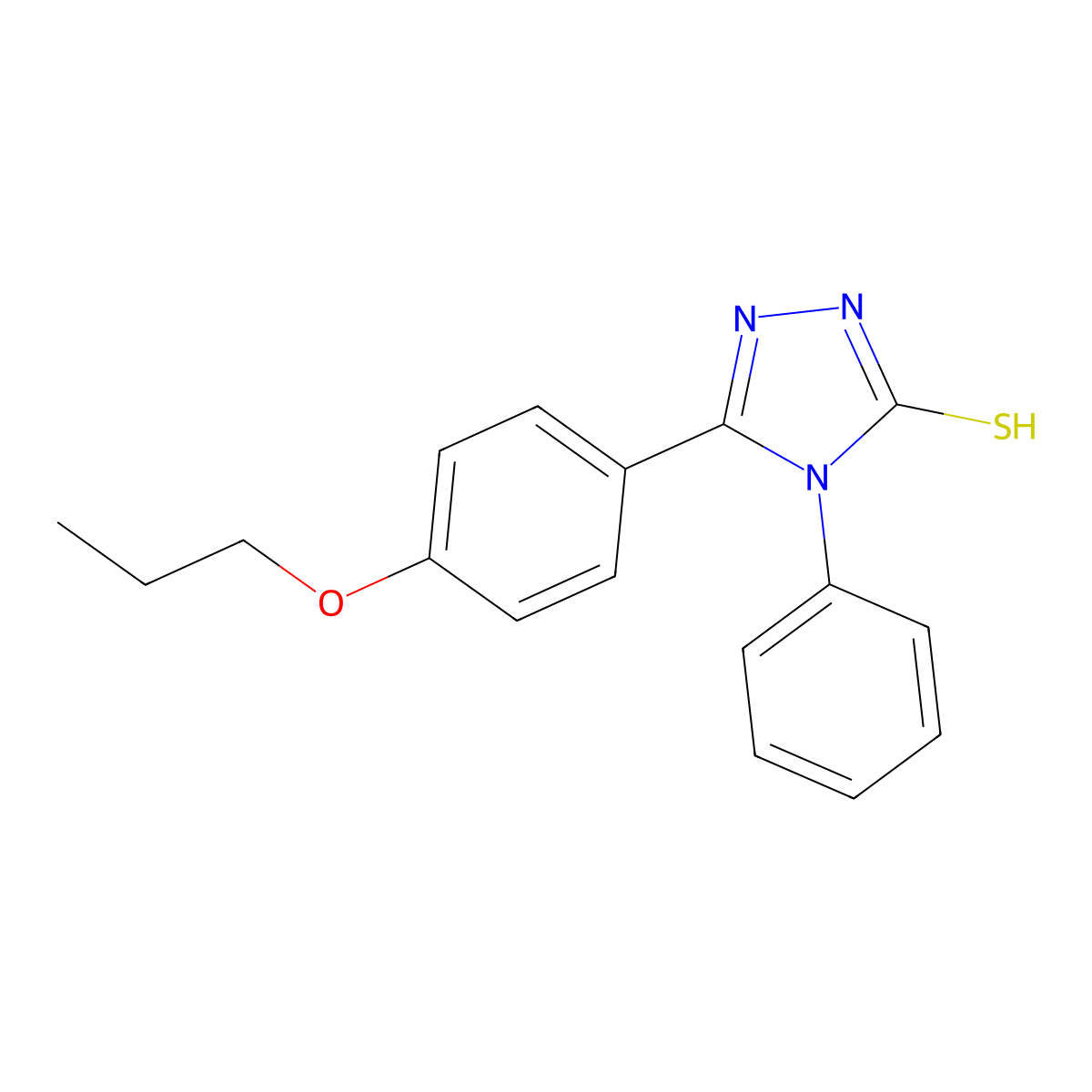 4-phenyl-3-(4-propoxyphenyl)-1H-1,2,4-triazole-5-thione molecular structure, CAS 375360-56-8