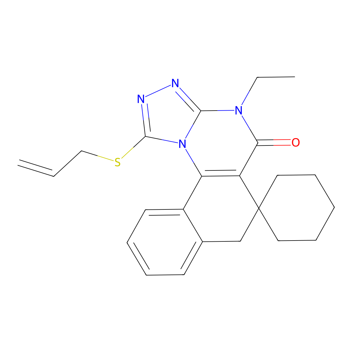 1-(allylthio)-4-ethyl-4H-spiro[benzo[h][1,2,4]triazolo[4,3-a]quinazoline-6,1'-cyclohexan]-5(7H)-one molecular structure, CAS 375361-05-0