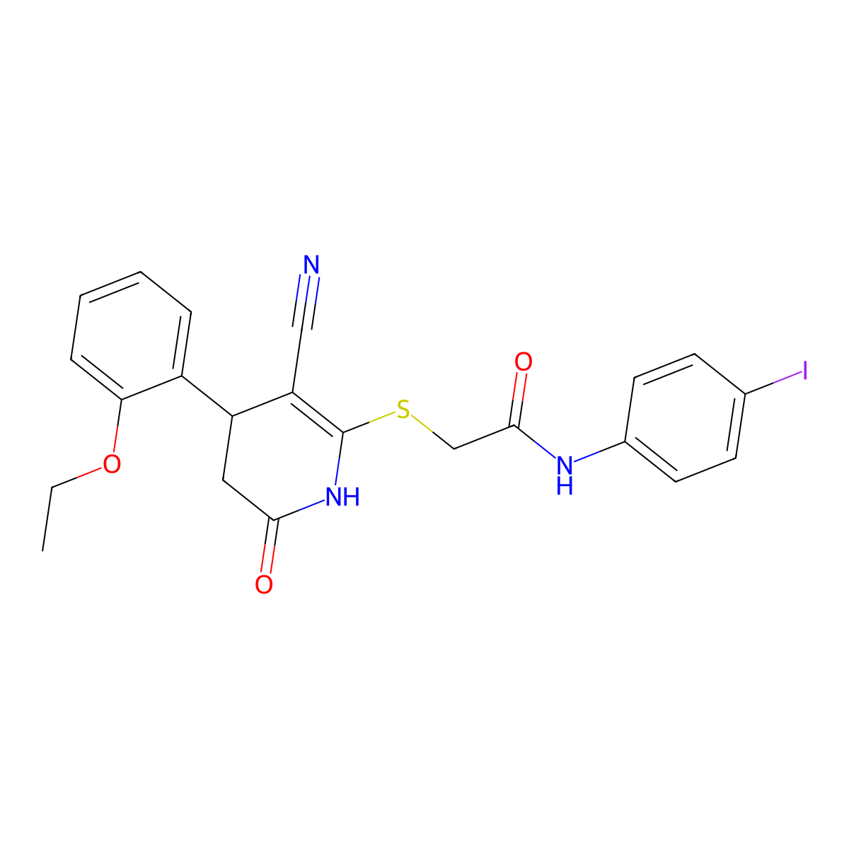 2-[[5-cyano-4-(2-ethoxyphenyl)-2-oxo-3,4-dihydro-1H-pyridin-6-yl]sulfanyl]-N-(4-iodophenyl)acetamide molecular structure, CAS 375361-17-4