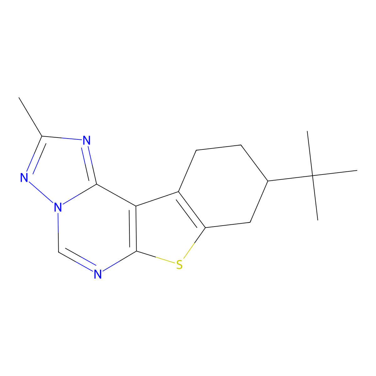 9-Tert-butyl-2-methyl-8,9,10,11-tetrahydro[1]benzothieno[3,2-e][1,2,4]triazolo[1,5-c]pyrimidine molecular structure, CAS 375361-45-8