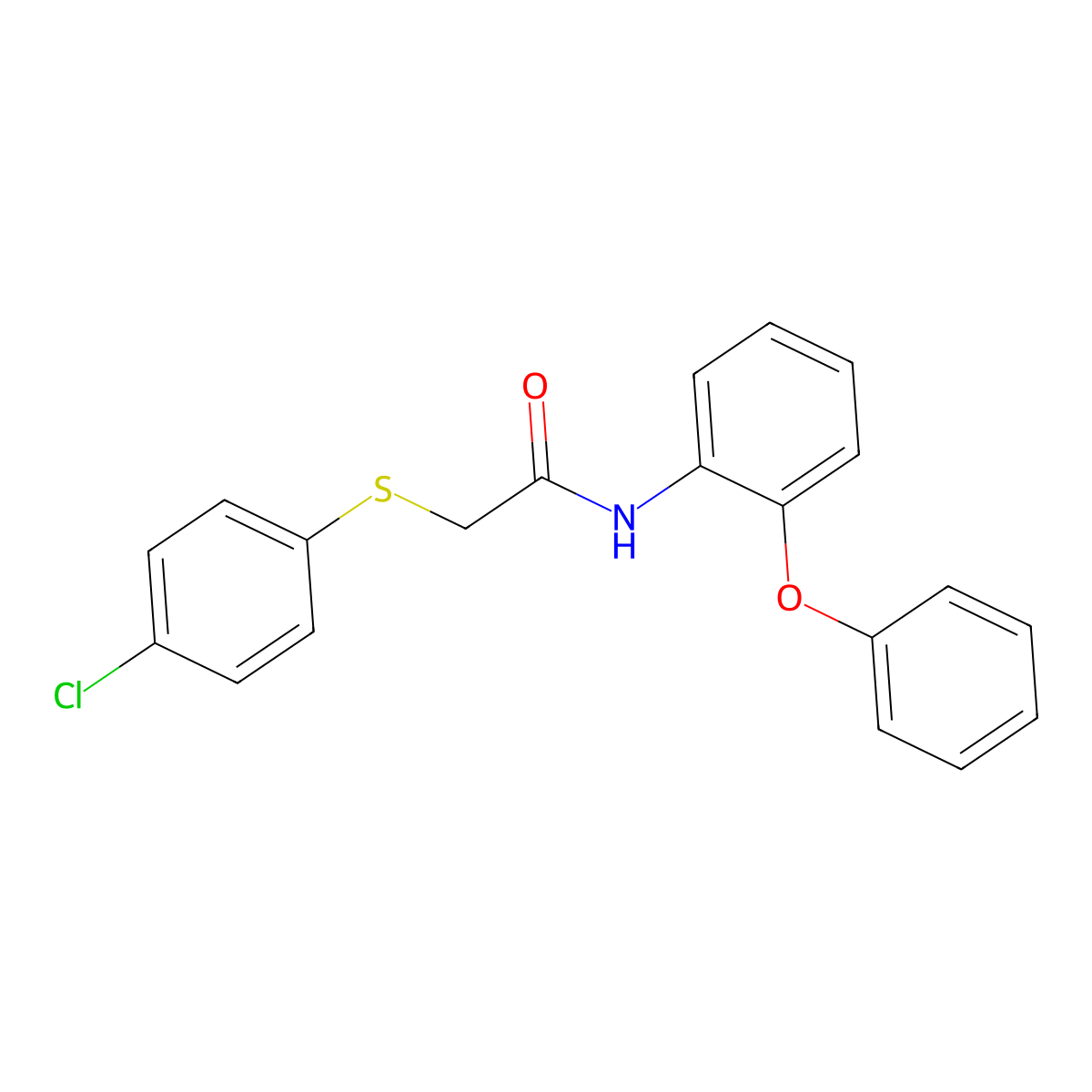 2-(4-chlorophenyl)sulfanyl-N-(2-phenoxyphenyl)acetamide molecular structure, CAS 375361-48-1