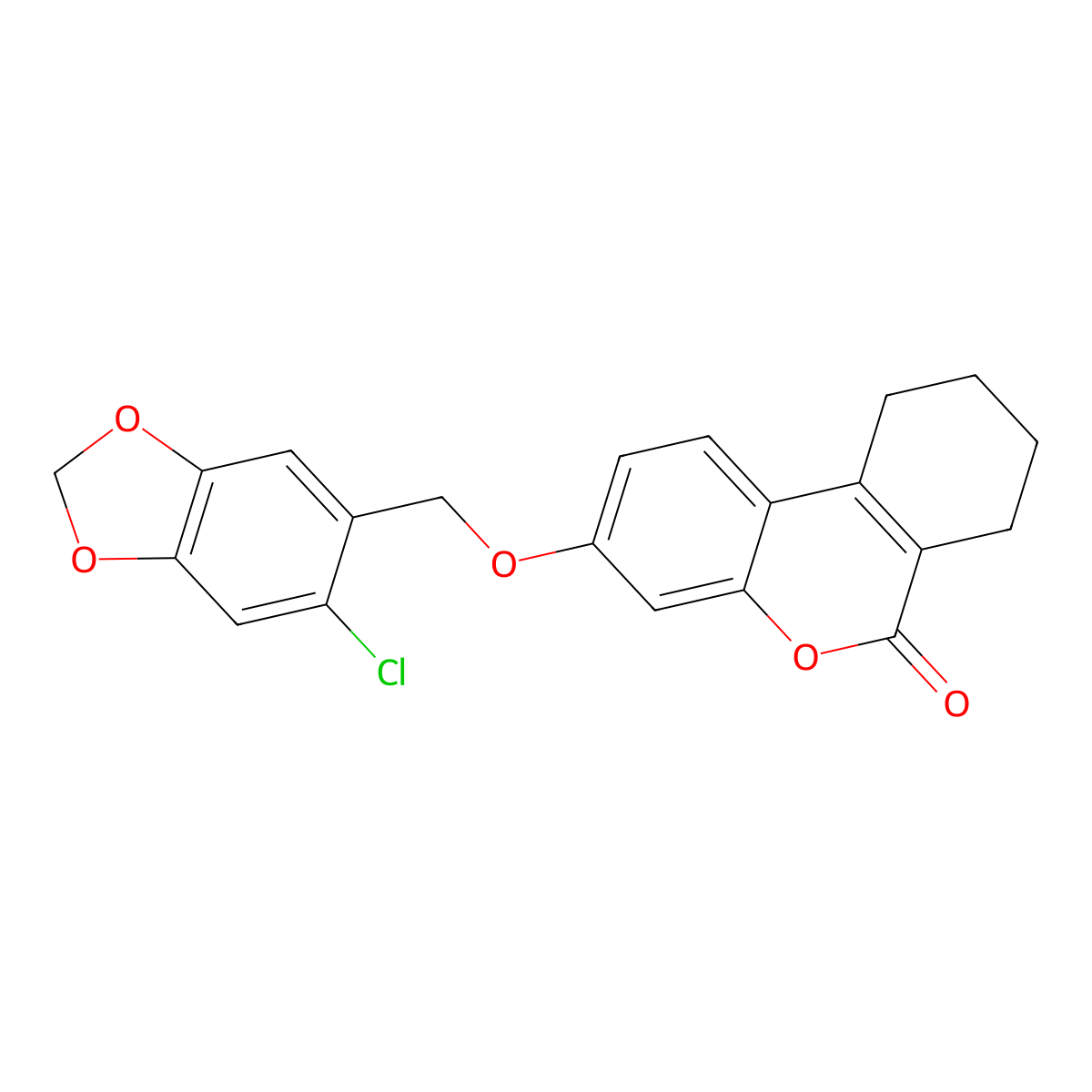 3-[(6-Chloro-1,3-benzodioxol-5-yl)methoxy]-7,8,9,10-tetrahydrobenzo[c]chromen-6-one molecular structure, CAS 375361-60-7