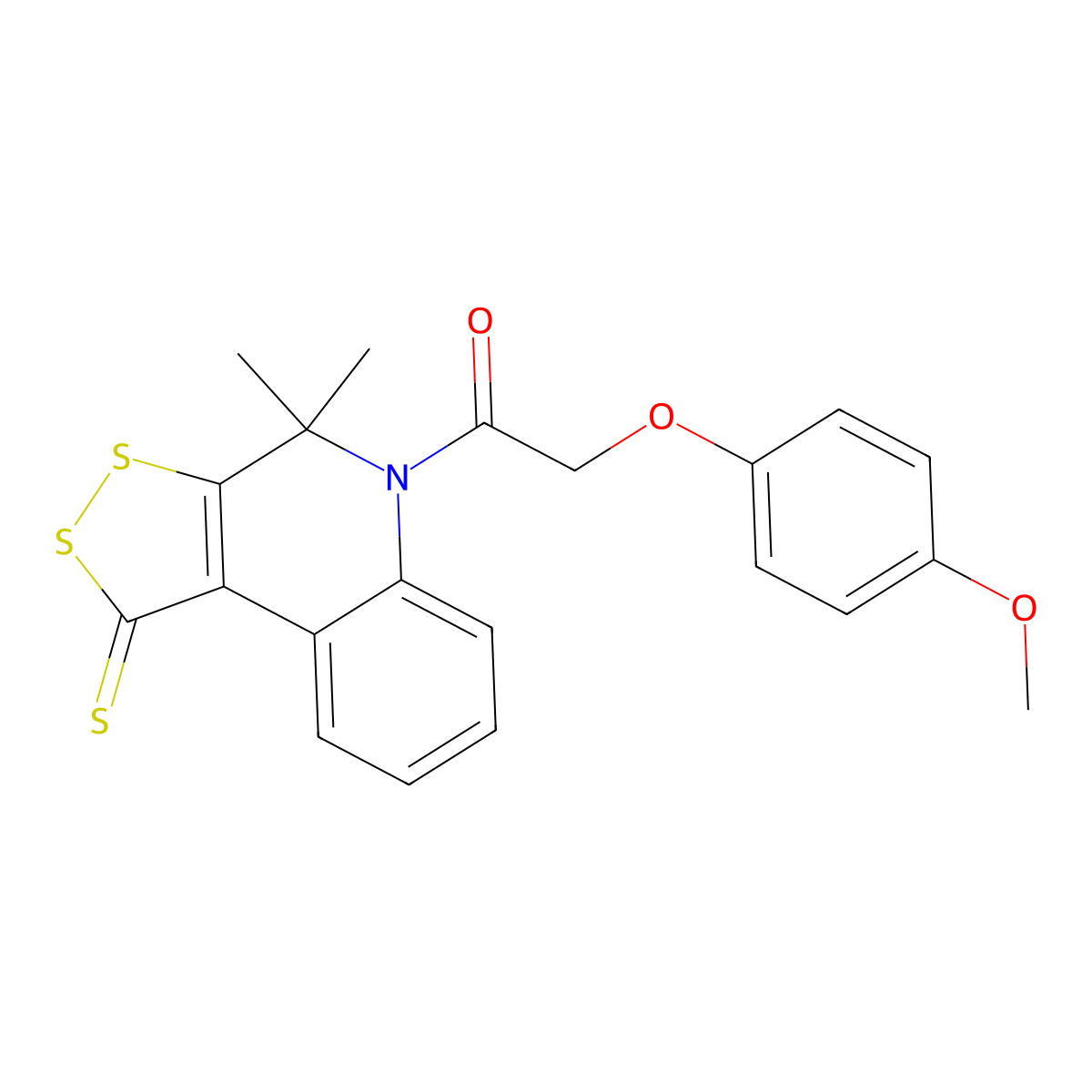 1-(4,4-Dimethyl-1-sulfanylidenedithiolo[3,4-c]quinolin-5-yl)-2-(4-methoxyphenoxy)ethanone molecular structure, CAS 375361-85-6