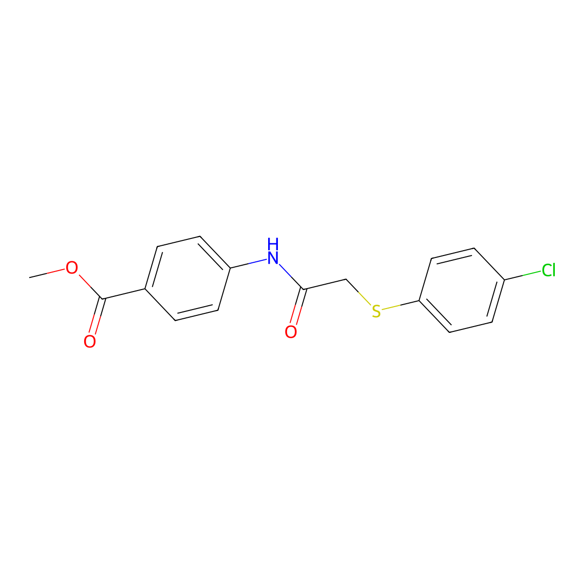 Methyl 4-(2-((4-chlorophenyl)thio)acetamido)benzoate molecular structure, CAS 375362-95-1
