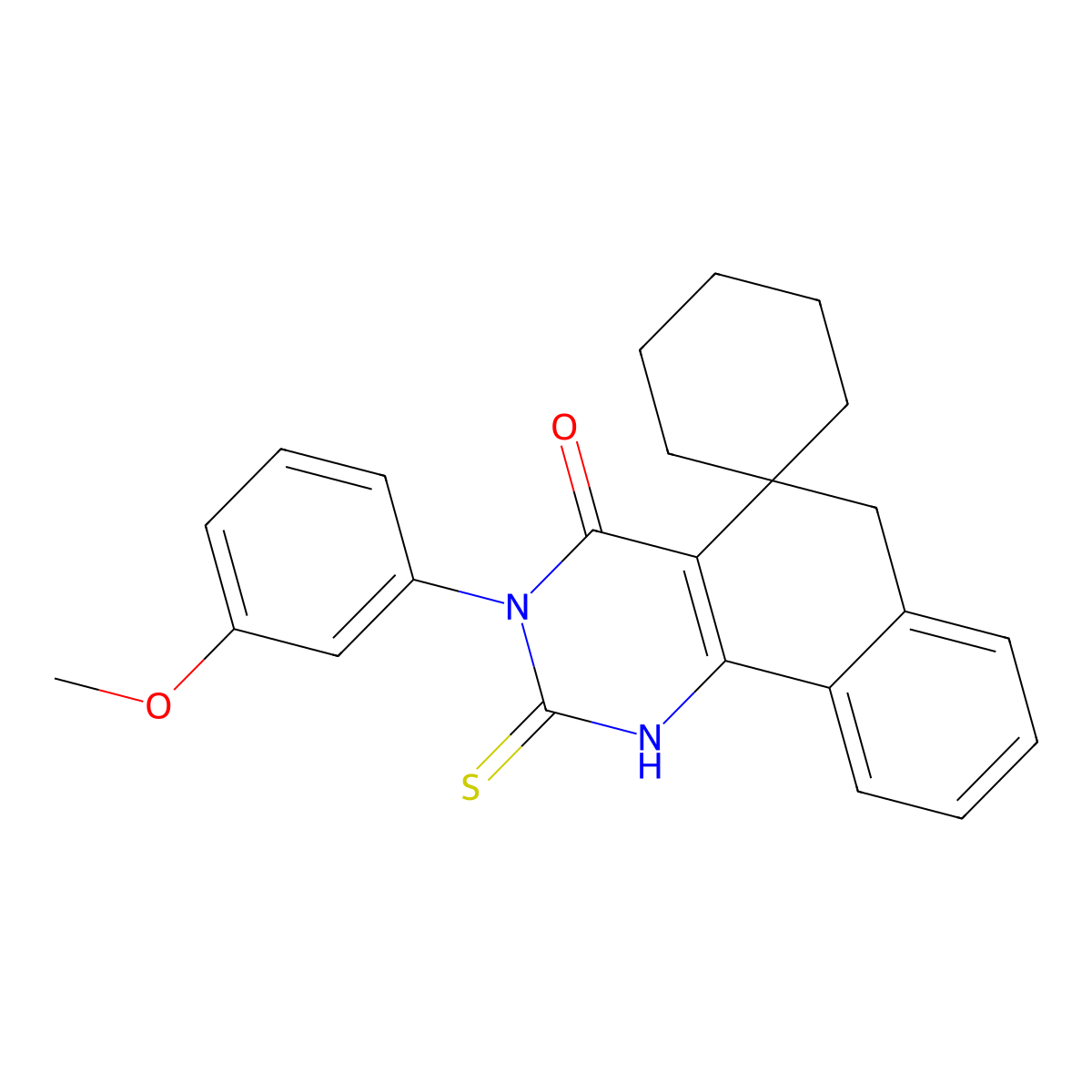 3-(3-Methoxyphenyl)-2-sulfanylidenespiro[1,6-dihydrobenzo[h]quinazoline-5,1'-cyclohexane]-4-one molecular structure, CAS 375363-44-3