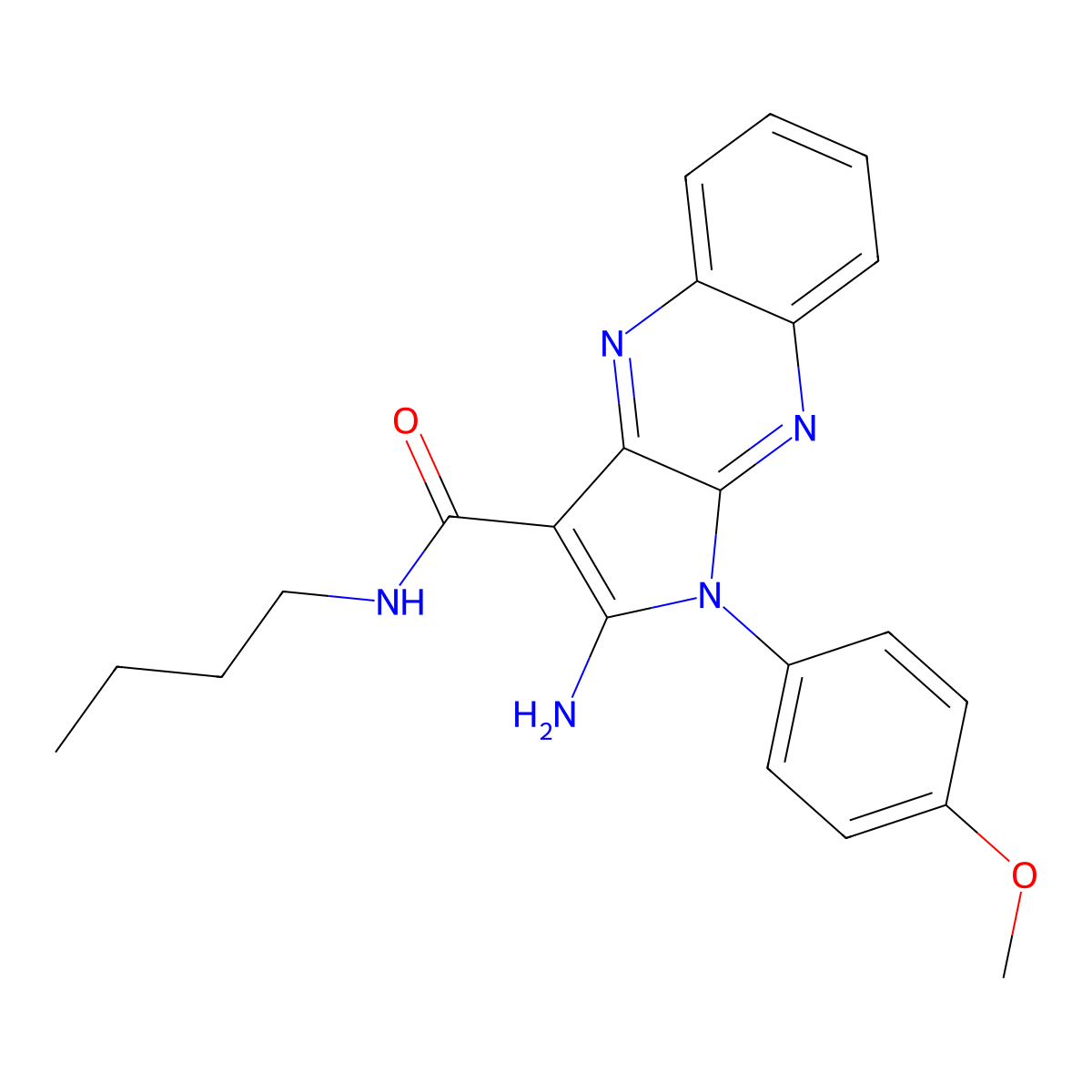 2-amino-N-butyl-1-(4-methoxyphenyl)-1H-pyrrolo[2,3-b]quinoxaline-3-carboxamide molecular structure, CAS 375363-95-4