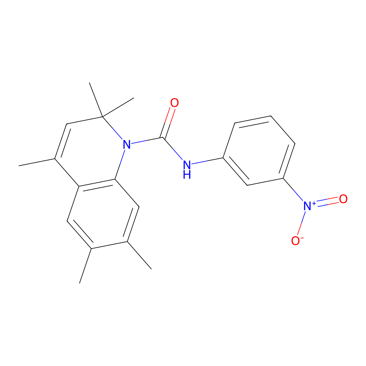 2,2,4,6,7-pentamethyl-N-(3-nitrophenyl)quinoline-1-carboxamide molecular structure, CAS 375364-12-8