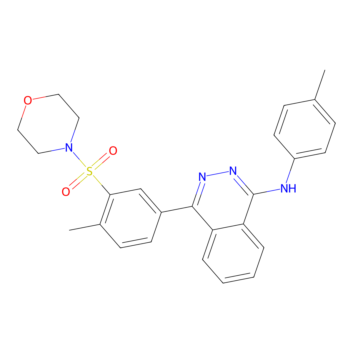 4-(4-methyl-3-morpholin-4-ylsulfonylphenyl)-N-(4-methylphenyl)phthalazin-1-amine molecular structure, CAS 375364-22-0