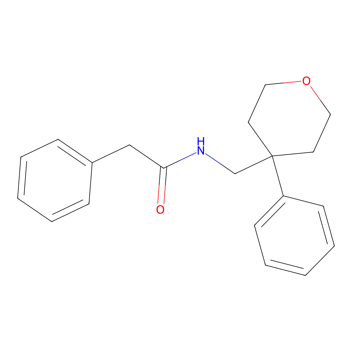 2-phenyl-N-[(4-phenyloxan-4-yl)methyl]acetamide molecular structure, CAS 375364-30-0