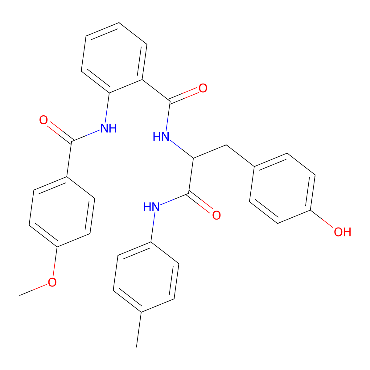 N-(2-{[2-(4-Hydroxyphenyl)-1-[(4-methylphenyl)carbamoyl]ethyl]carbamoyl}phenyl)-4-methoxybenzamide molecular structure, CAS 375388-16-2