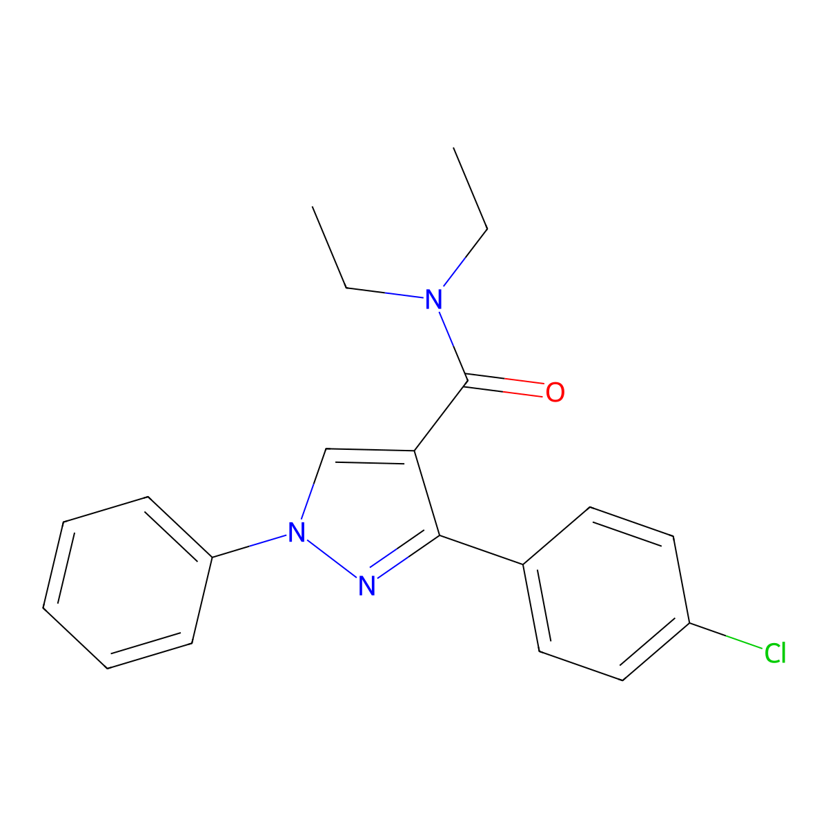 3-(4-chlorophenyl)-N,N-diethyl-1-phenyl-1H-pyrazole-4-carboxamide molecular structure, CAS 375394-83-5