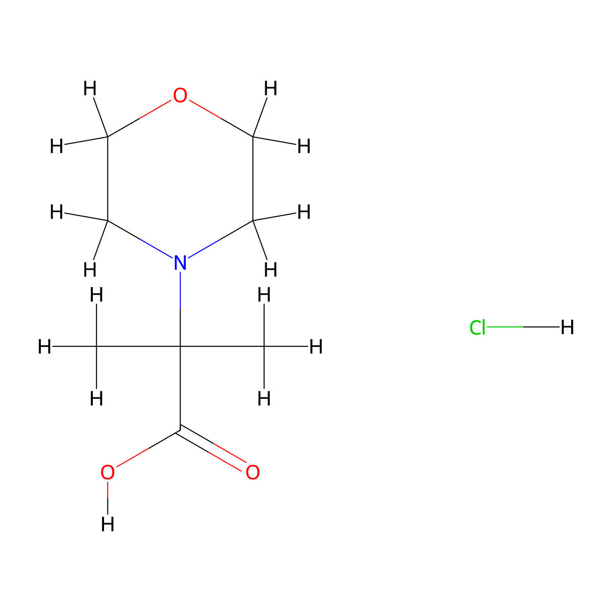 2-Methyl-2-(morpholin-4-yl)propanoic acid hydrochloride molecular structure, CAS 375397-37-8