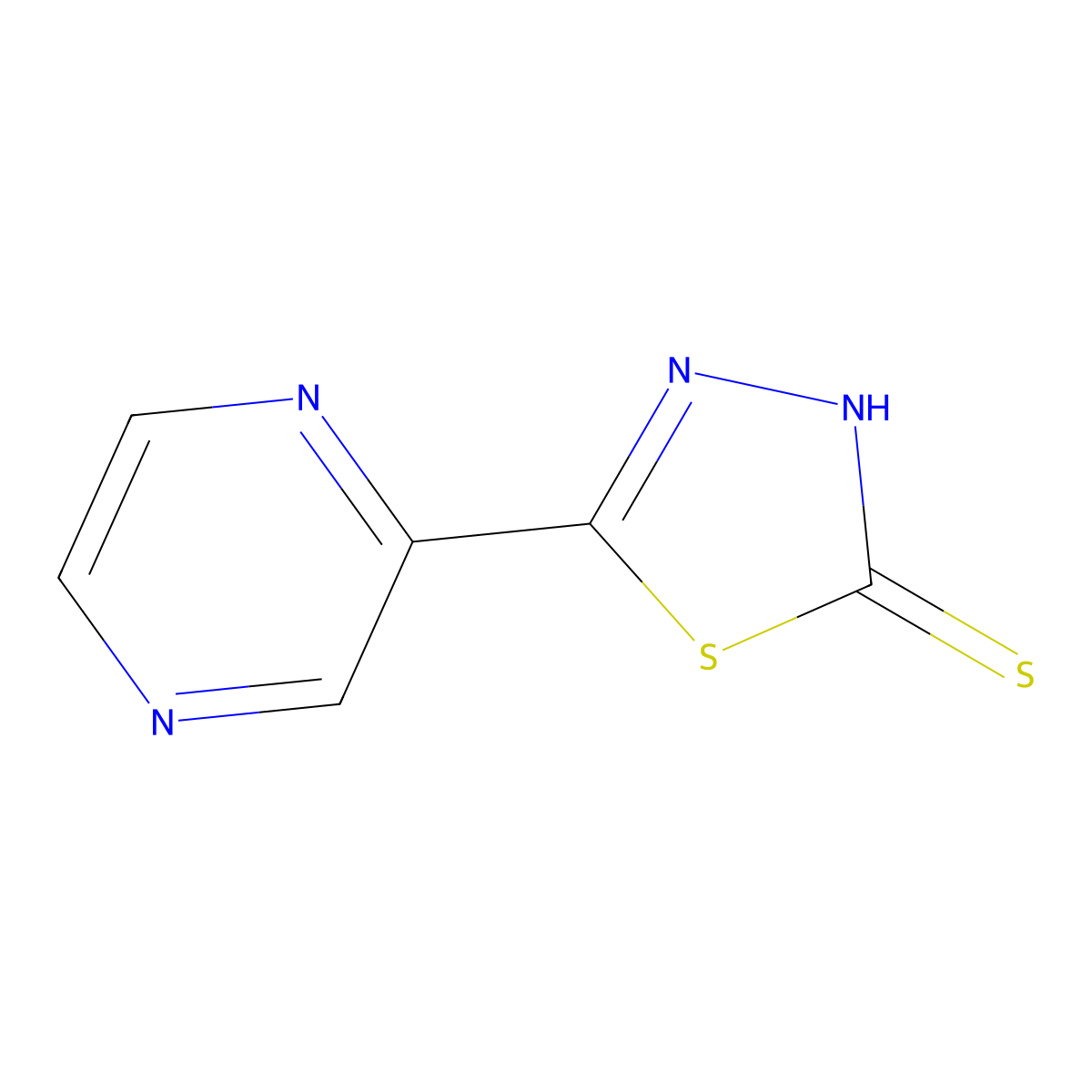 5-Pyrazin-2-yl-1,3,4-thiadiazole-2-thiol molecular structure, CAS 37545-34-9