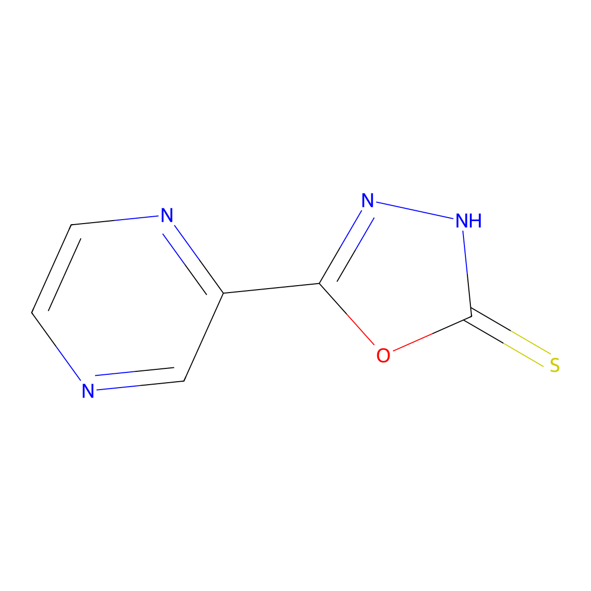 5-Pyrazinyl-1,3,4-oxadiazole-2-thione molecular structure, CAS 37545-39-4