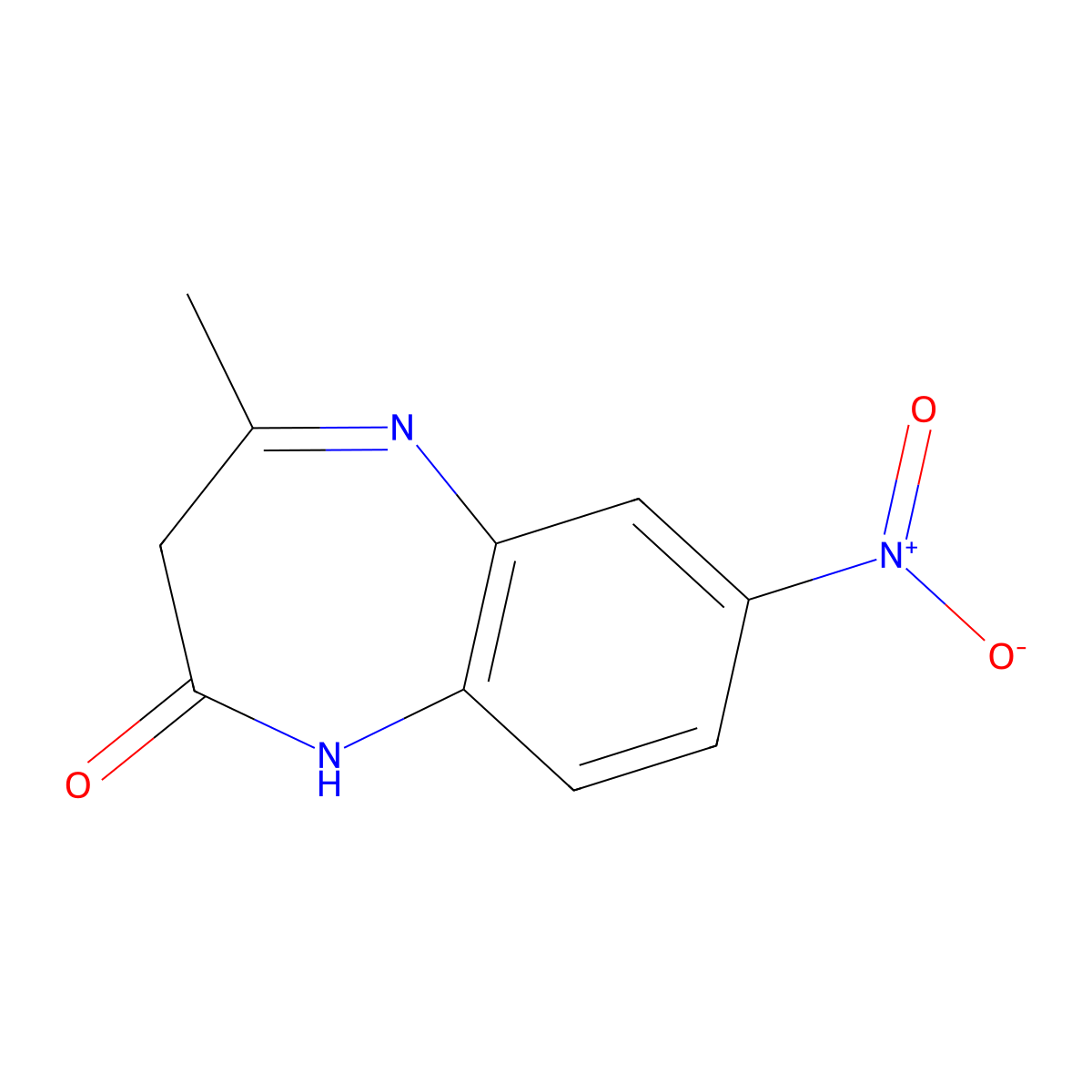 2H-1,5-Benzodiazepin-2-one, 1,3-dihydro-4-methyl-7-nitro- molecular structure, CAS 37546-86-4