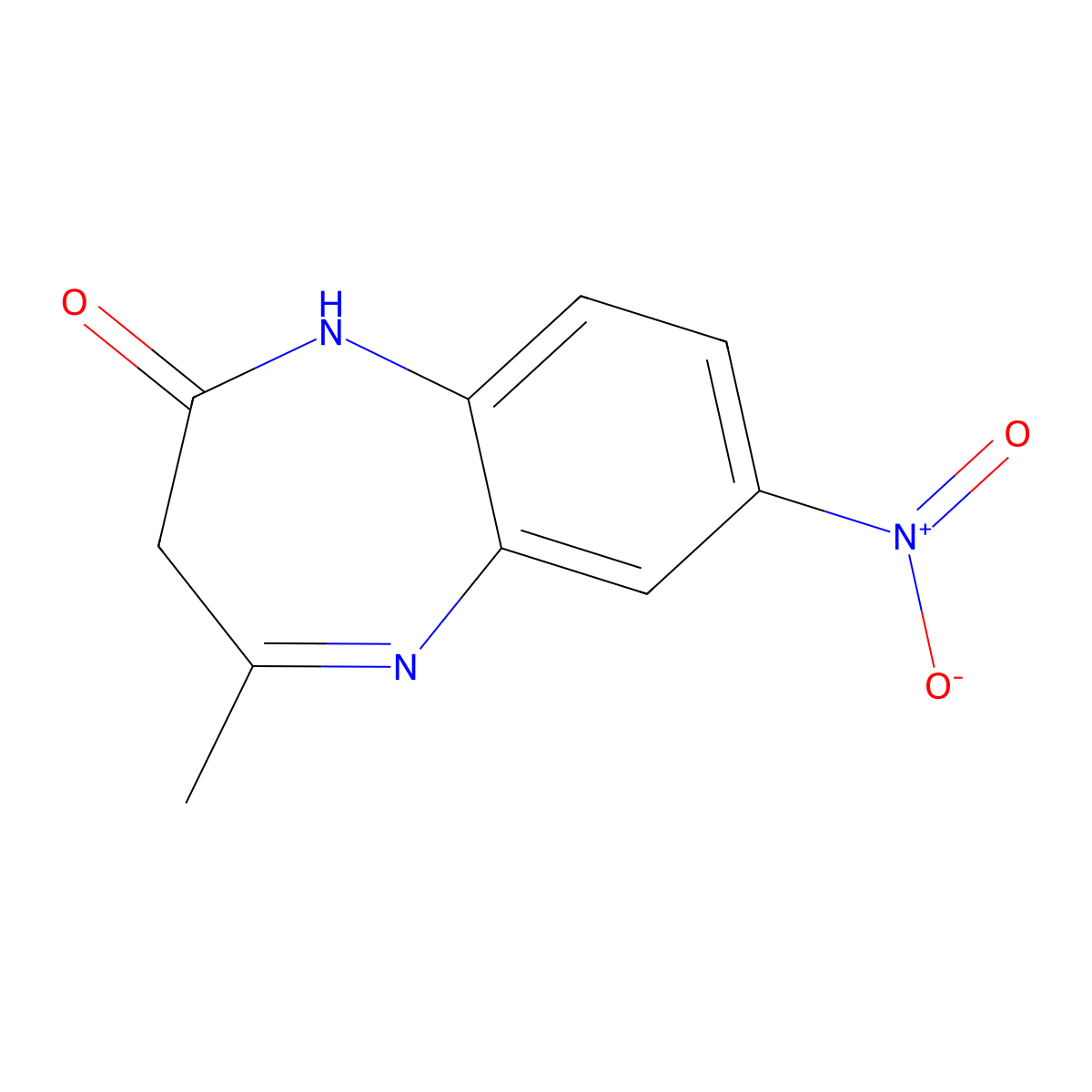 2H-1,5-Benzodiazepin-2-one, 1,3-dihydro-4-methyl-7-nitro- molecular structure, CAS 37546-86-4