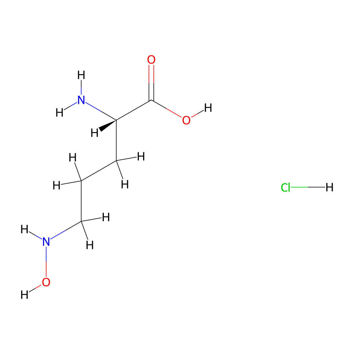 (S)-2-amino-5-(hydroxyamino)pentanoic acid hydrochloride molecular structure, CAS 37552-52-6