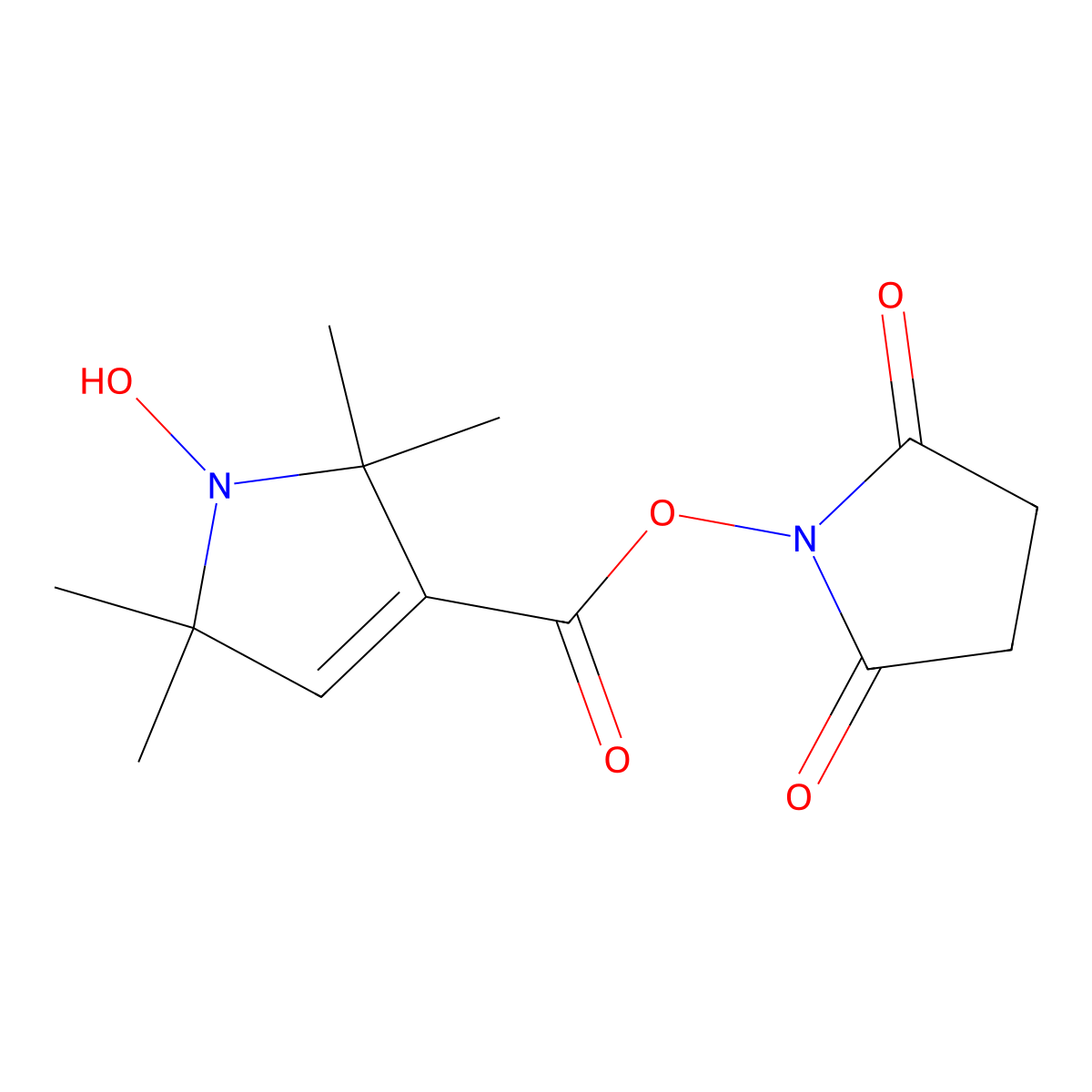 1H-Pyrrol-1-yloxy, 3-[[(2,5-dioxo-1-pyrrolidinyl)oxy]carbonyl]-2,5-dihydro-2,2,5,5-tetramethyl- molecular structure, CAS 37558-29-5