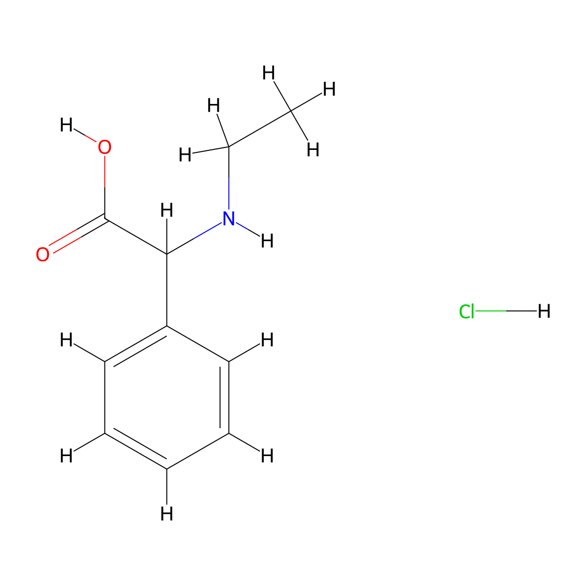 2-(Ethylamino)-2-phenylacetic acid hydrochloride molecular structure, CAS 37563-26-1