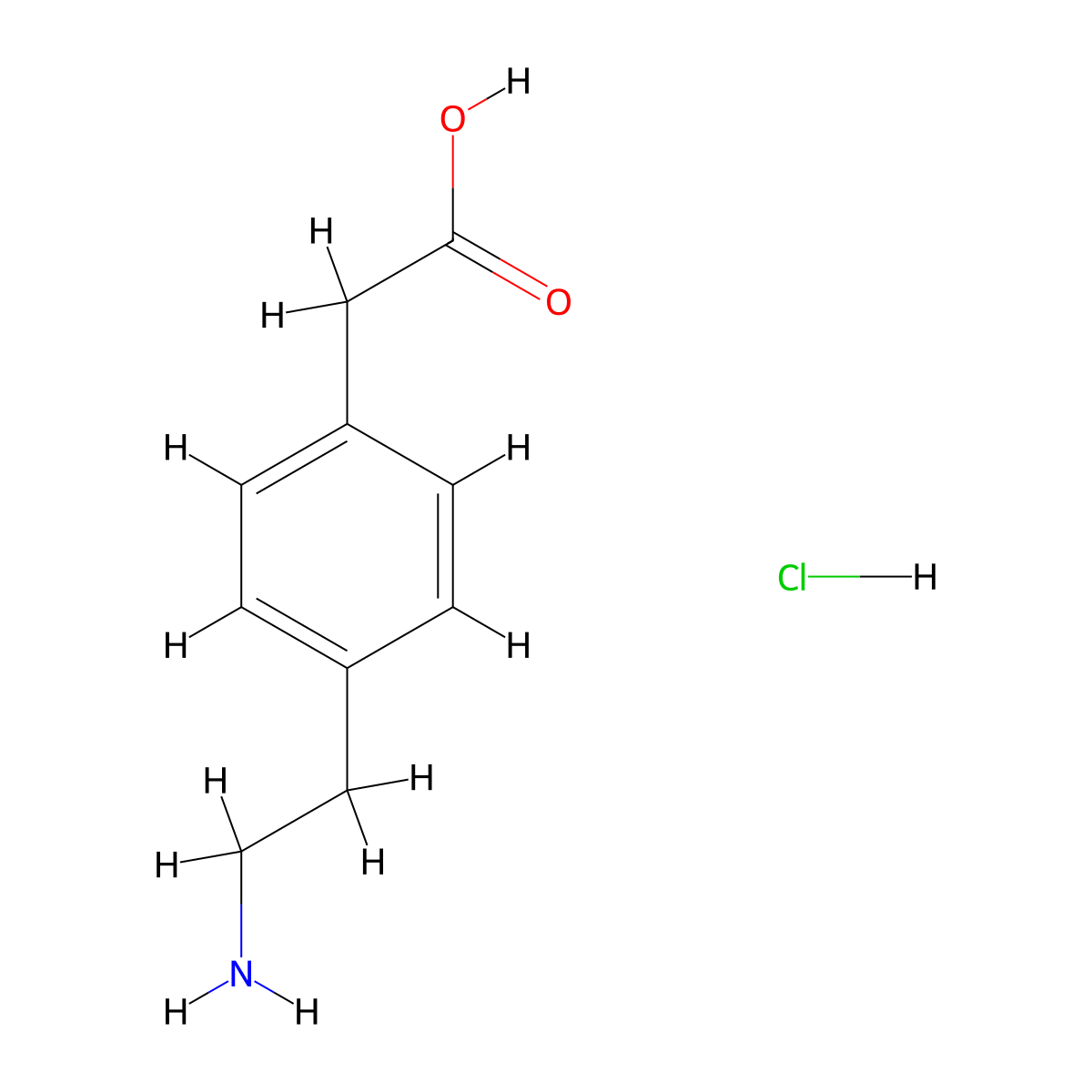 2-(4-(2-Aminoethyl)phenyl)acetic acid hydrochloride molecular structure, CAS 37563-54-5