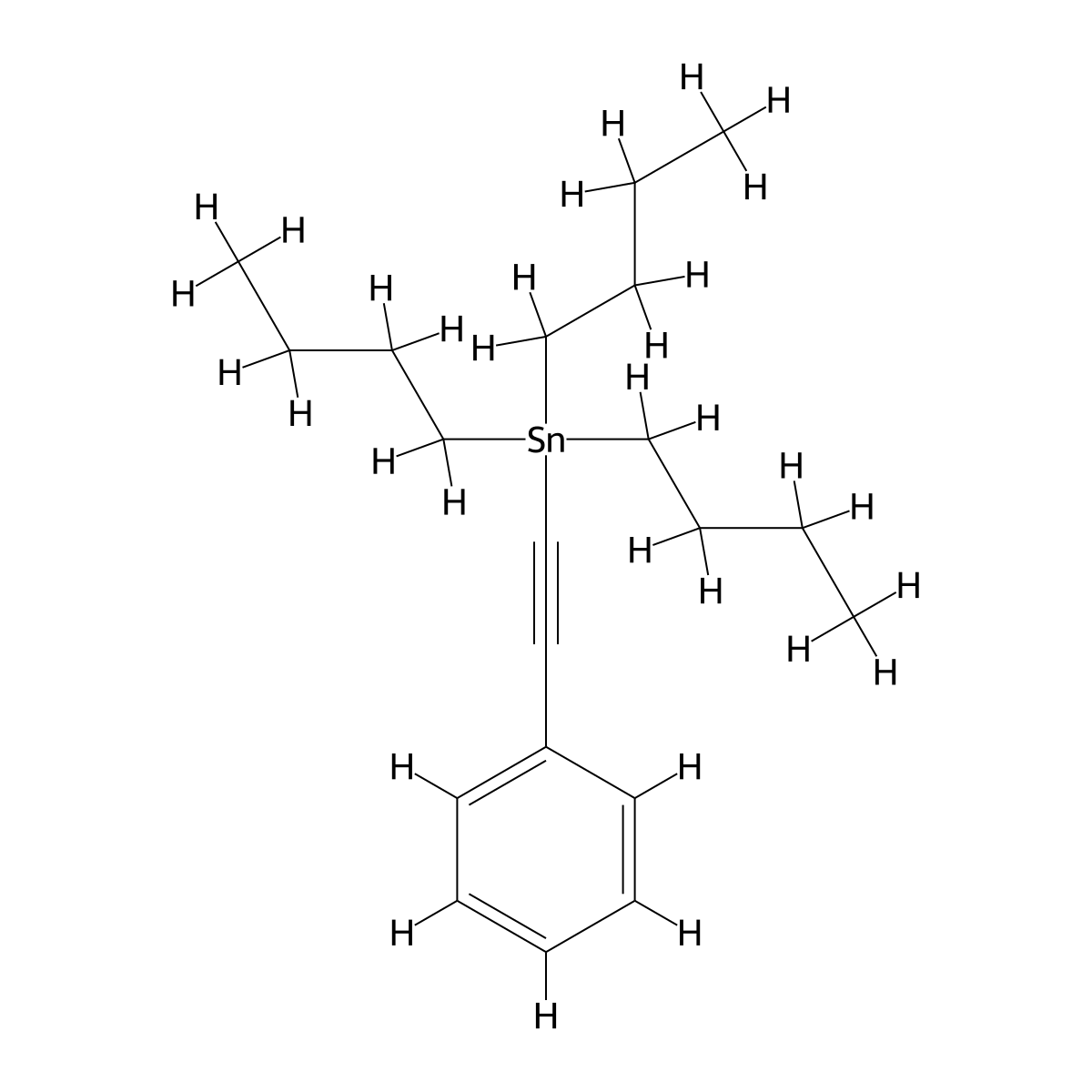 Tributyl(2-phenylethynyl)stannane molecular structure, CAS 3757-88-8
