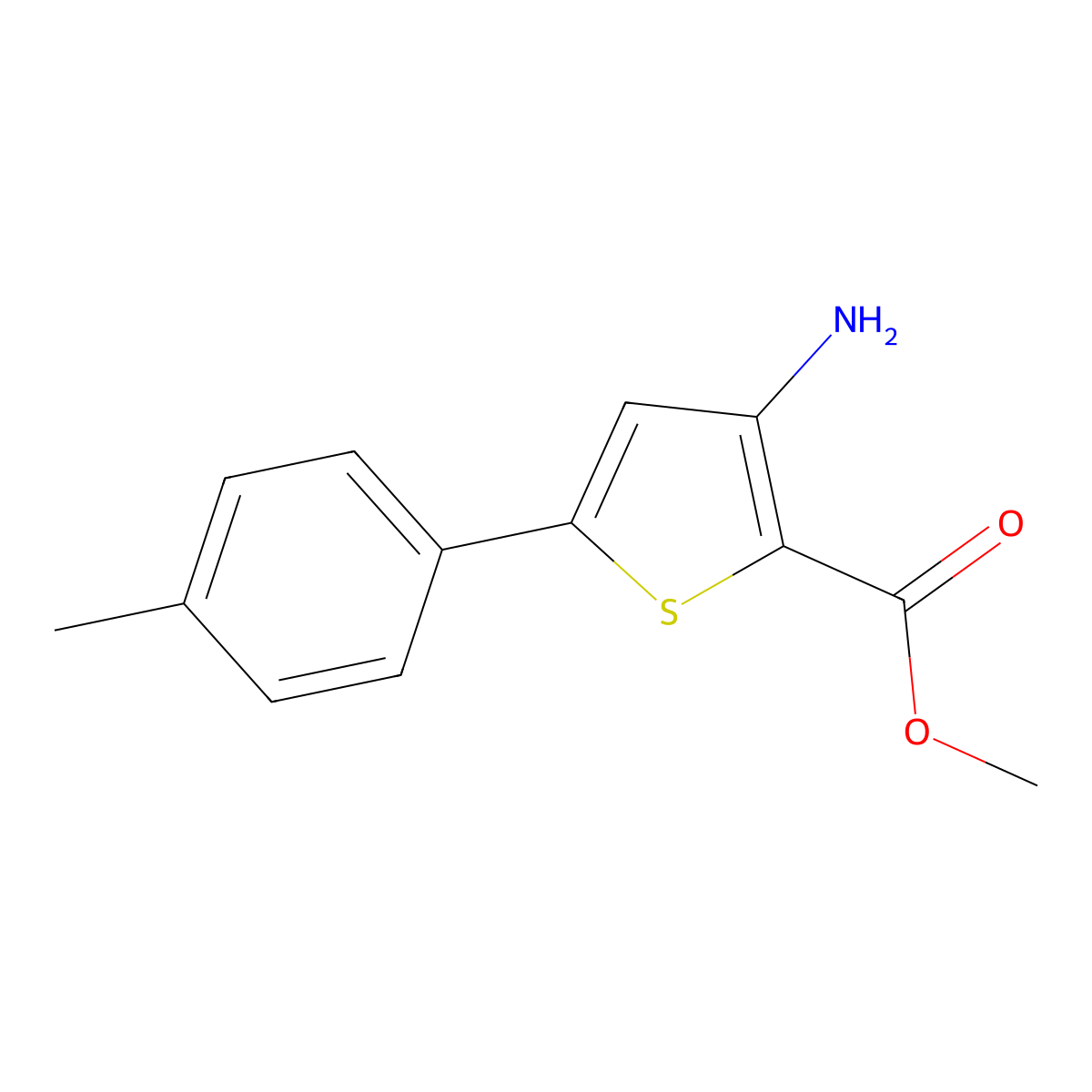 Methyl 3-amino-5-(4-methylphenyl)thiophene-2-carboxylate molecular structure, CAS 37572-21-7