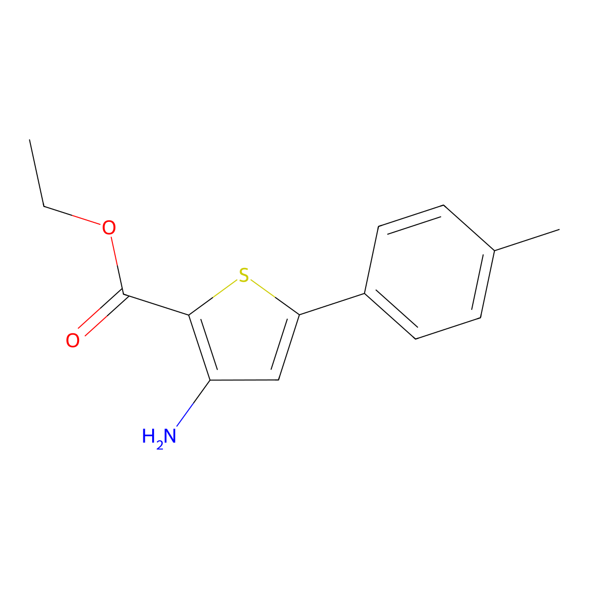 Ethyl 3-amino-5-(4-methylphenyl)thiophene-2-carboxylate molecular structure, CAS 37572-22-8