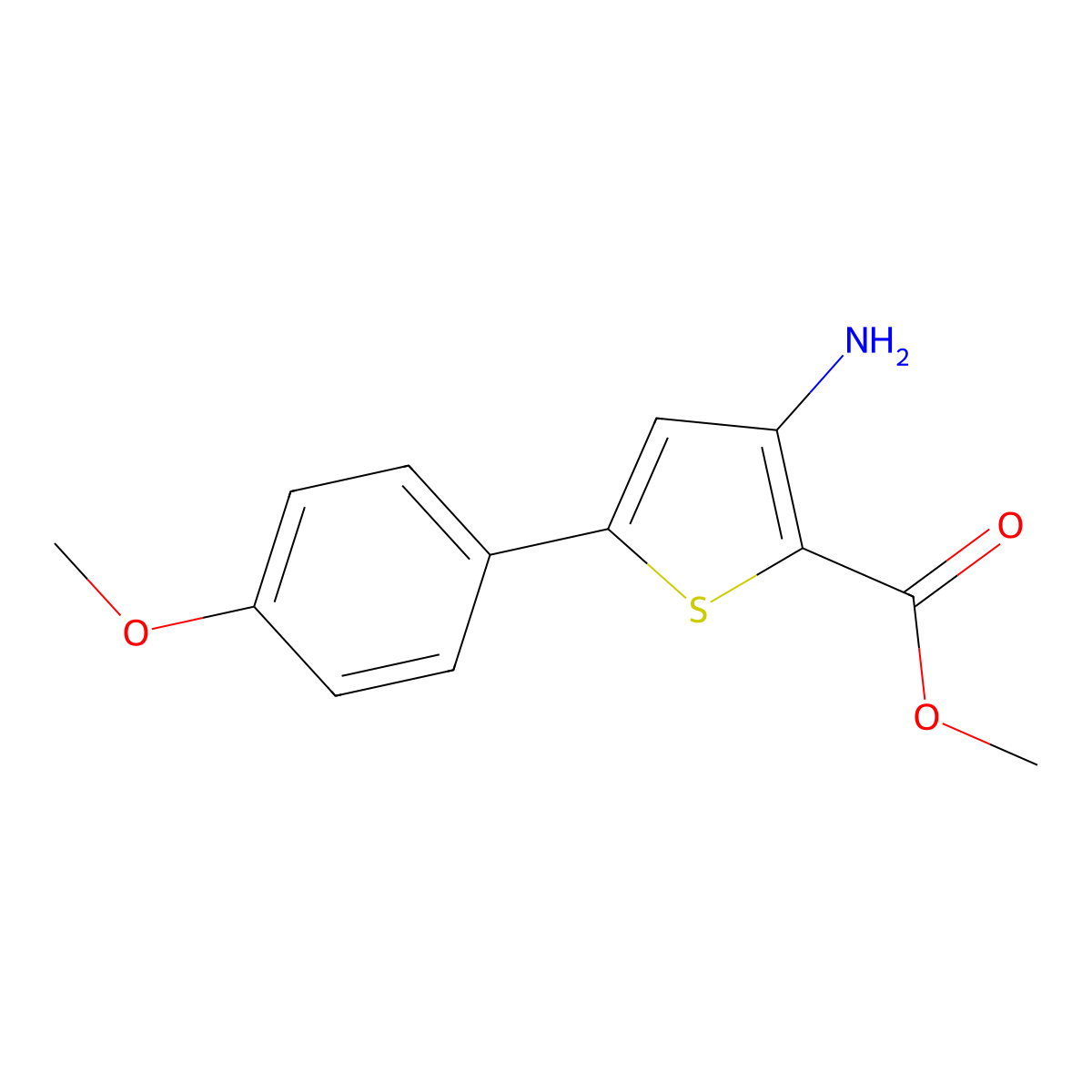 Methyl 3-amino-5-(4-methoxyphenyl)thiophene-2-carboxylate molecular structure, CAS 37572-23-9