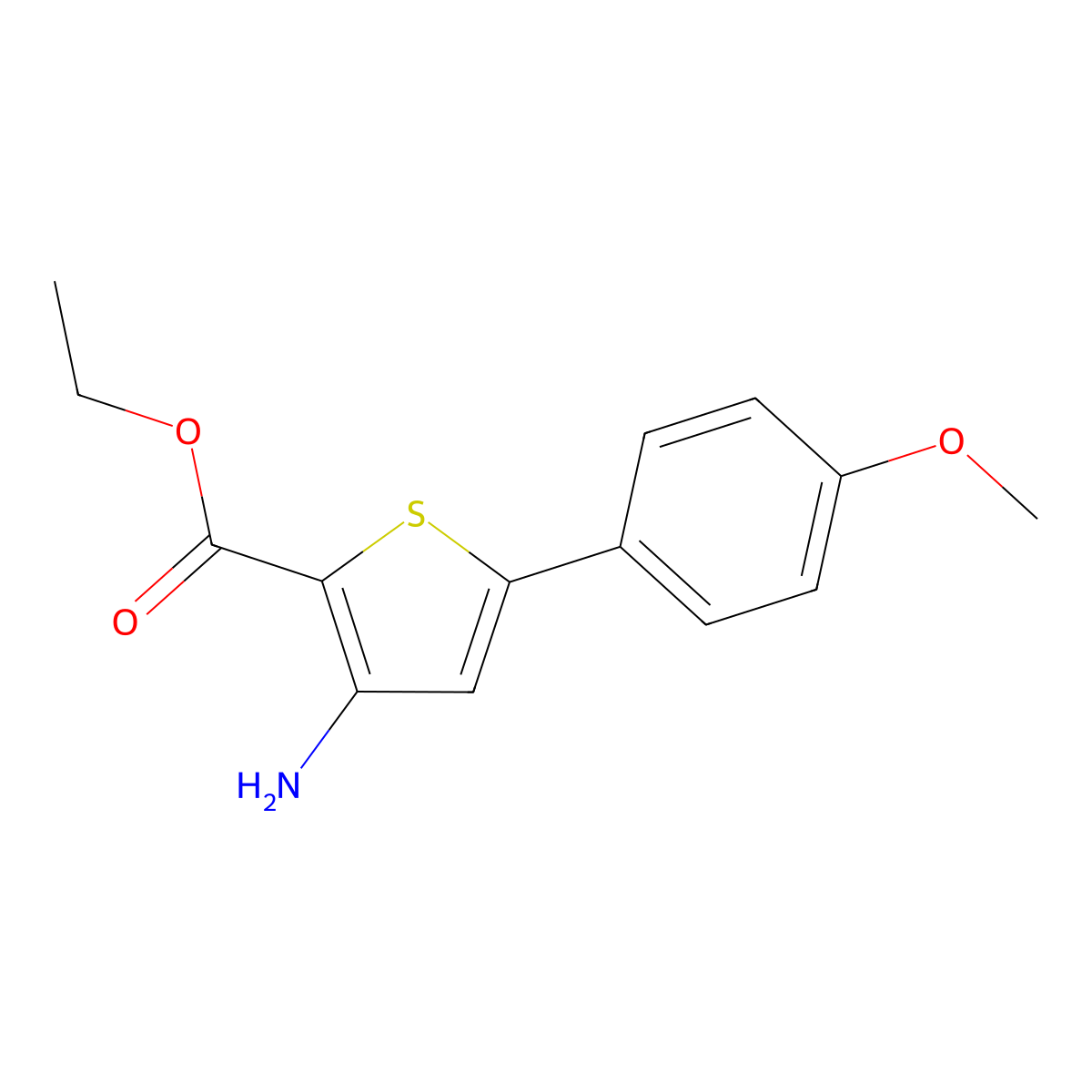 Ethyl 3-Amino-5-(4-Methoxyphenyl)-2-Thiophenecarboxylate molecular structure, CAS 37572-24-0