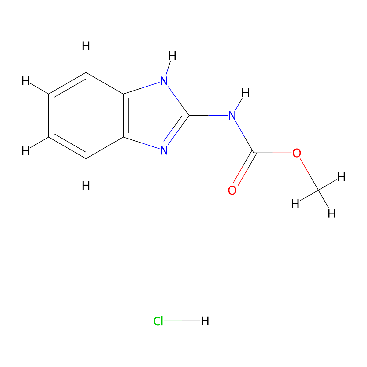 Methyl 2-benzimidazolylcarbamate hydrochloride molecular structure, CAS 37574-18-8