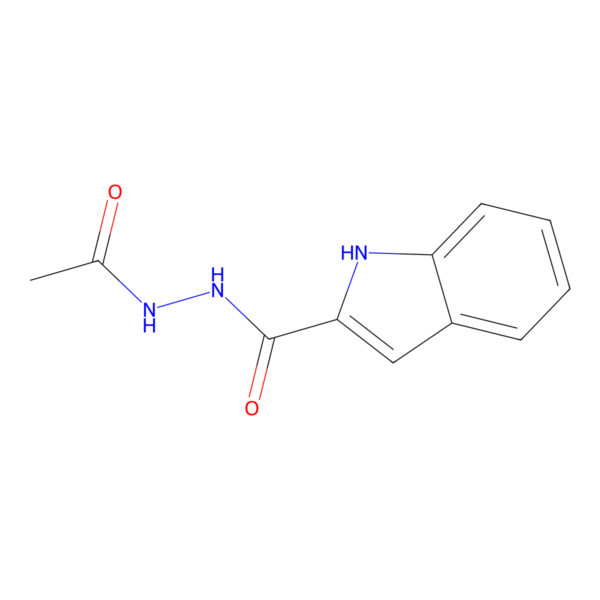 1H-Indole-2-carboxylic acid, 2-acetylhydrazide molecular structure, CAS 37574-75-7