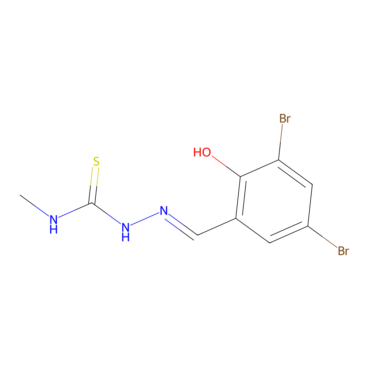 2-[(E)-(3,5-dibromo-2-hydroxyphenyl)methylidene]-N-methyl-1-hydrazinecarbothioamide molecular structure, CAS 375793-82-1