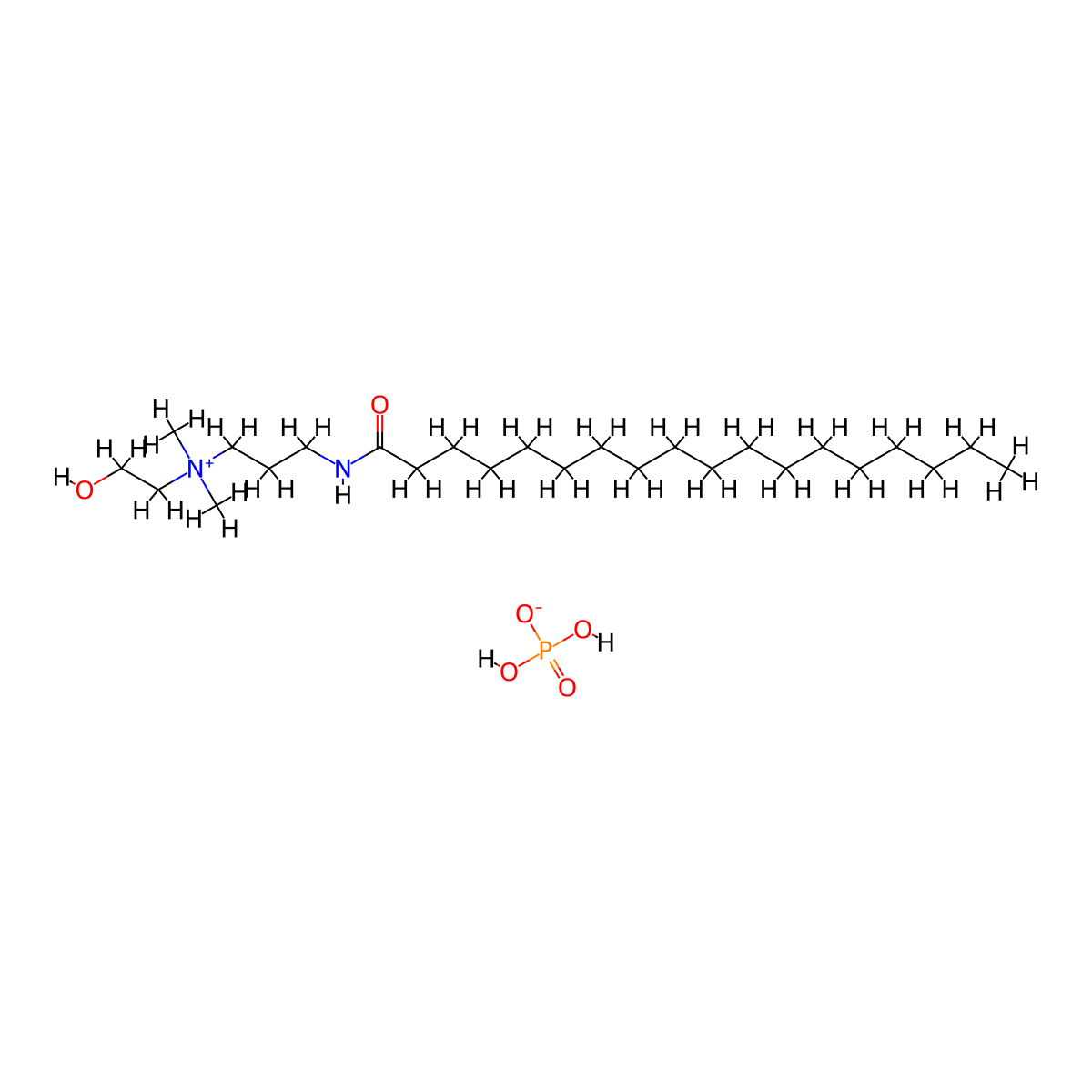 2-Hydroxyethyldimethyl-3-stearamidopropylammonium phosphate molecular structure, CAS 3758-54-1