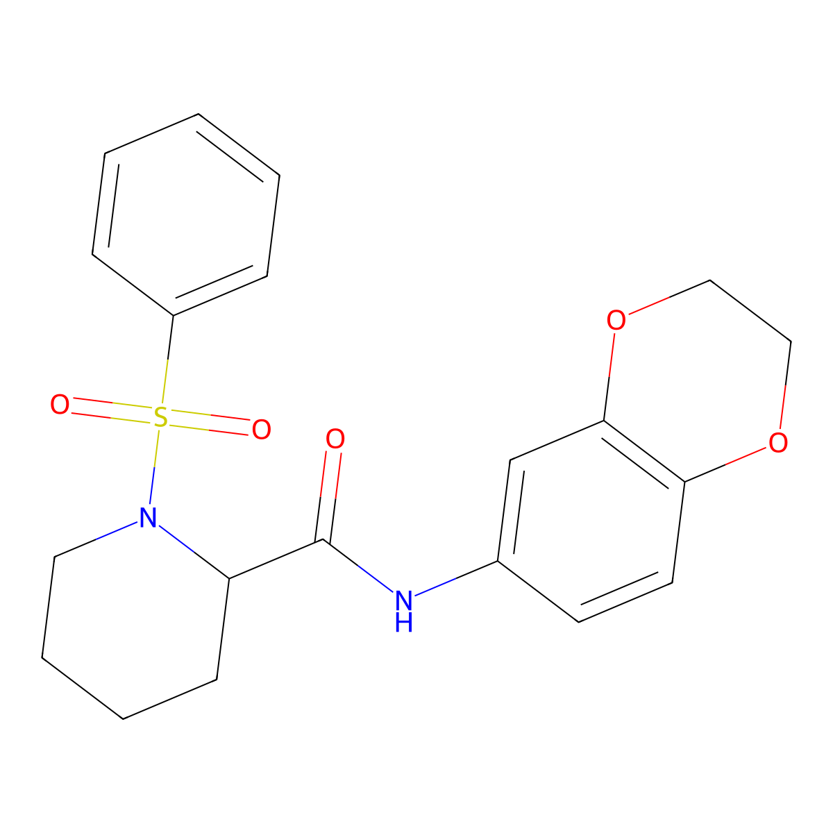 1-(benzenesulfonyl)-N-(2,3-dihydro-1,4-benzodioxin-6-yl)piperidine-2-carboxamide molecular structure, CAS 375807-29-7