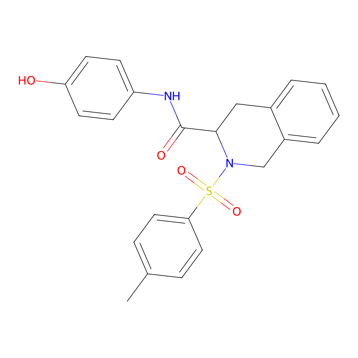 N-(4-hydroxyphenyl)-2-(4-methylbenzenesulfonyl)-1,2,3,4-tetrahydroisoquinoline-3-carboxamide molecular structure, CAS 375807-48-0