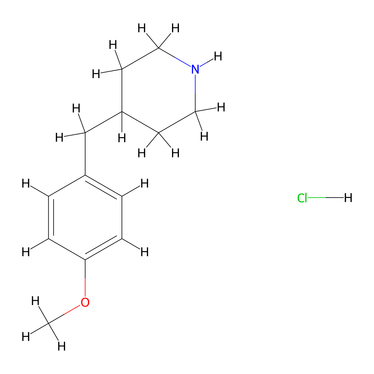 4-(4-Methoxybenzyl)piperidine hydrochloride molecular structure, CAS 37581-27-4
