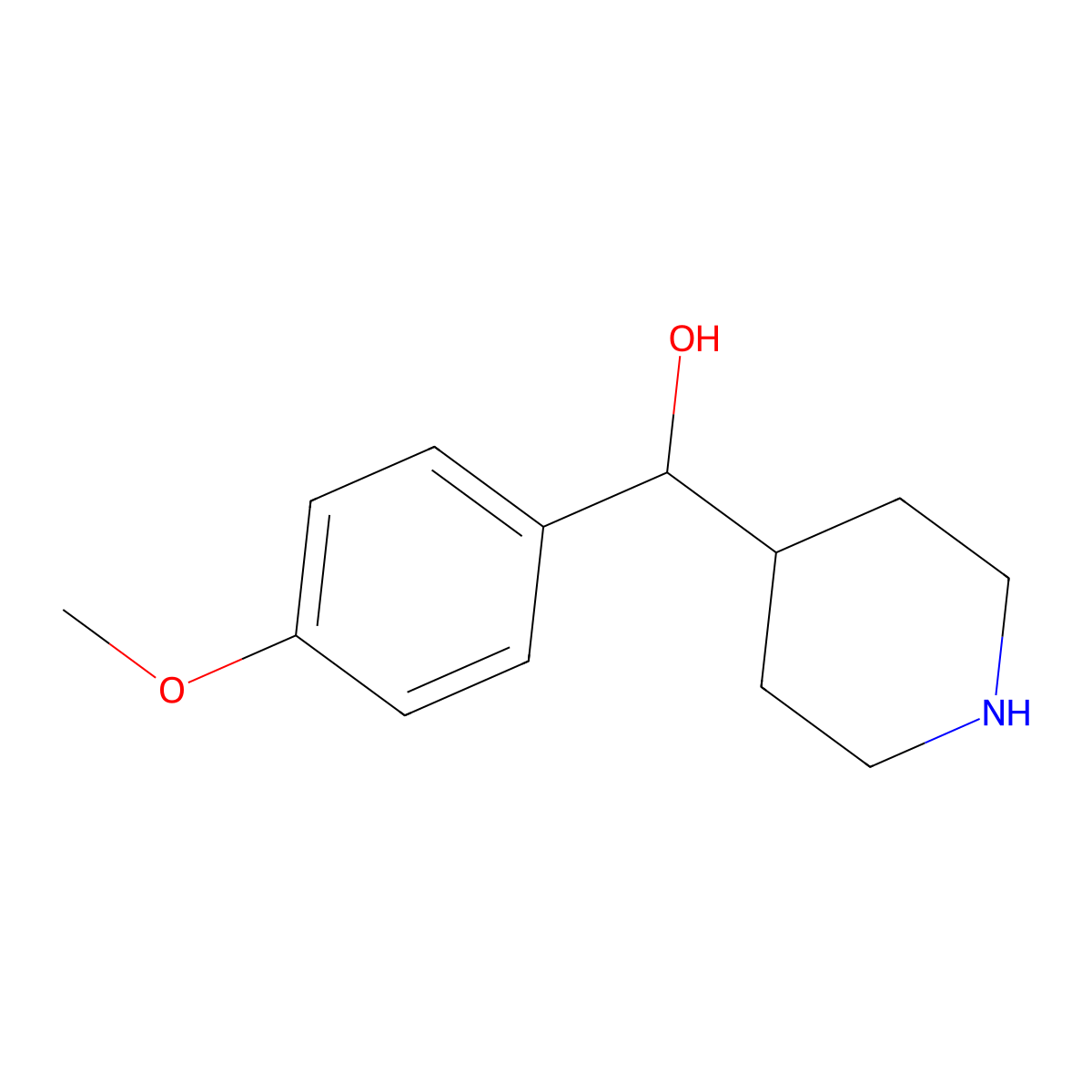 (4-Methoxyphenyl)(piperidin-4-yl)methanol molecular structure, CAS 37581-37-6