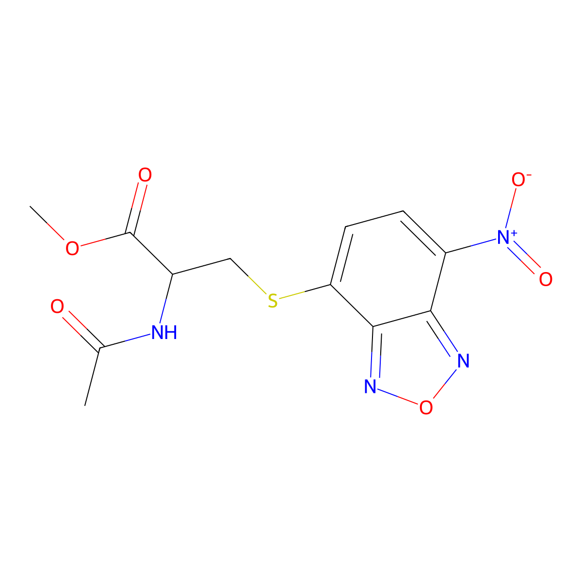 Methyl 2-(acetylamino)-3-[(7-nitro-2,1,3-benzoxadiazol-4-yl)sulfanyl]propanoate molecular structure, CAS 375826-84-9