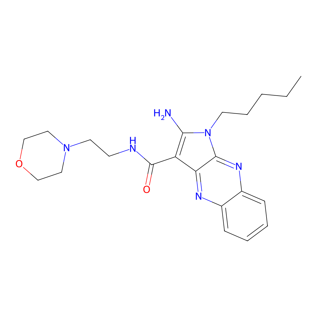 2-amino-N-[2-(morpholin-4-yl)ethyl]-1-pentyl-1H-pyrrolo[2,3-b]quinoxaline-3-carboxamide molecular structure, CAS 375827-96-6