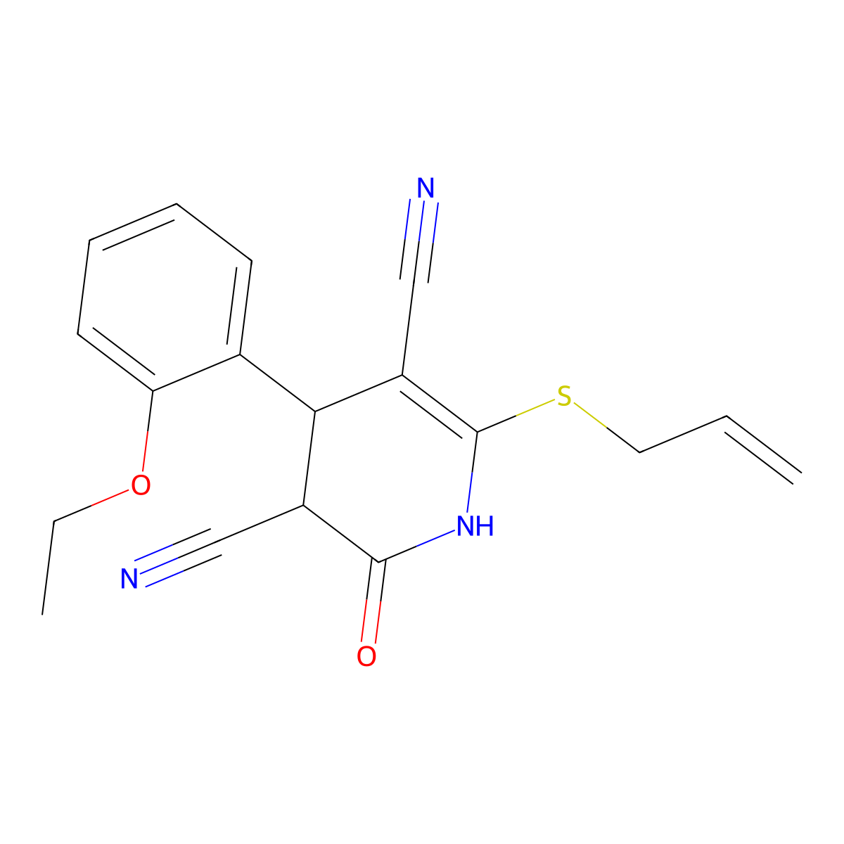 6-(Allylthio)-4-(2-ethoxyphenyl)-2-oxo-1,2,3,4-tetrahydropyridine-3,5-dicarbonitrile molecular structure, CAS 375827-97-7