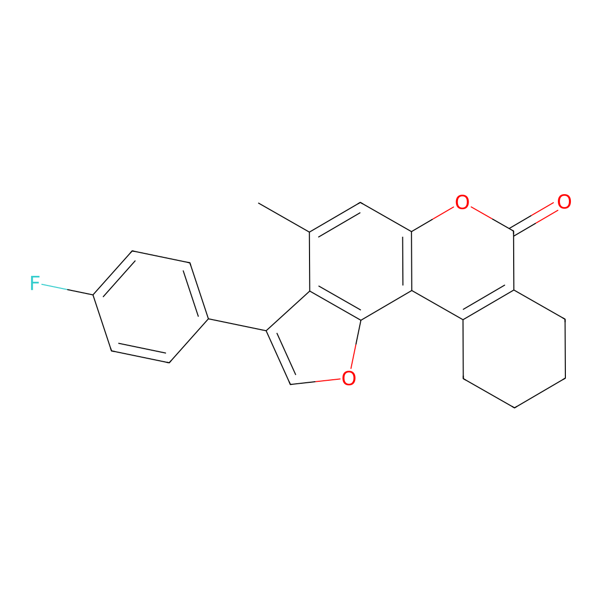 3-(4-fluorophenyl)-4-methyl-8,9,10,11-tetrahydro-7H-benzo[c]furo[2,3-f]chromen-7-one molecular structure, CAS 375828-08-3
