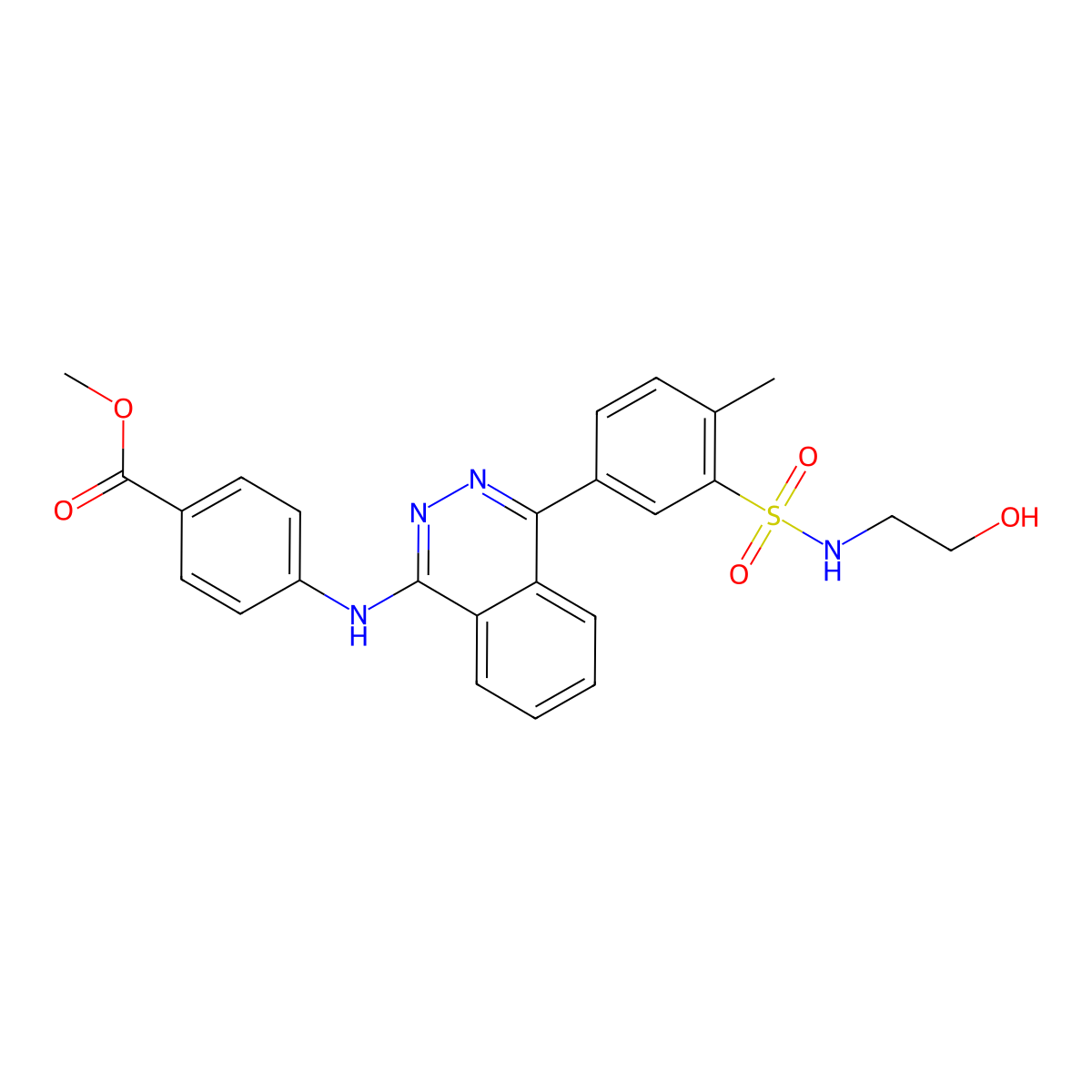 Methyl 4-[(4-{3-[(2-hydroxyethyl)sulfamoyl]-4-methylphenyl}phthalazin-1-yl)amino]benzoate molecular structure, CAS 375828-13-0
