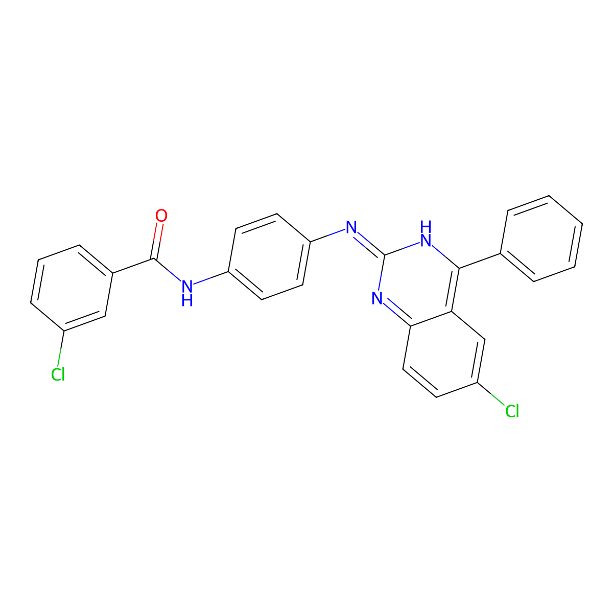 3-chloro-N-(4-((6-chloro-4-phenylquinazolin-2-yl)amino)phenyl)benzamide molecular structure, CAS 375828-33-4